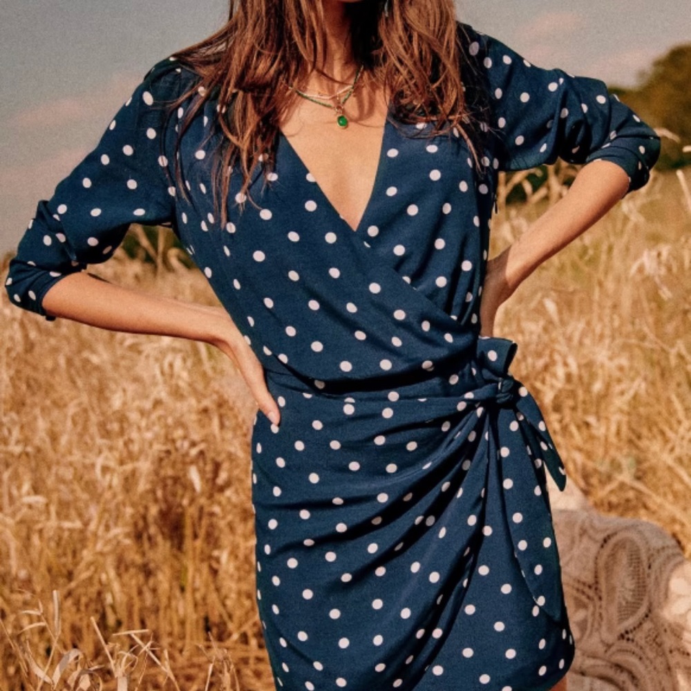 Sezane Noemia Polka Dot Dress FR Size 36 (US S) Silk New
